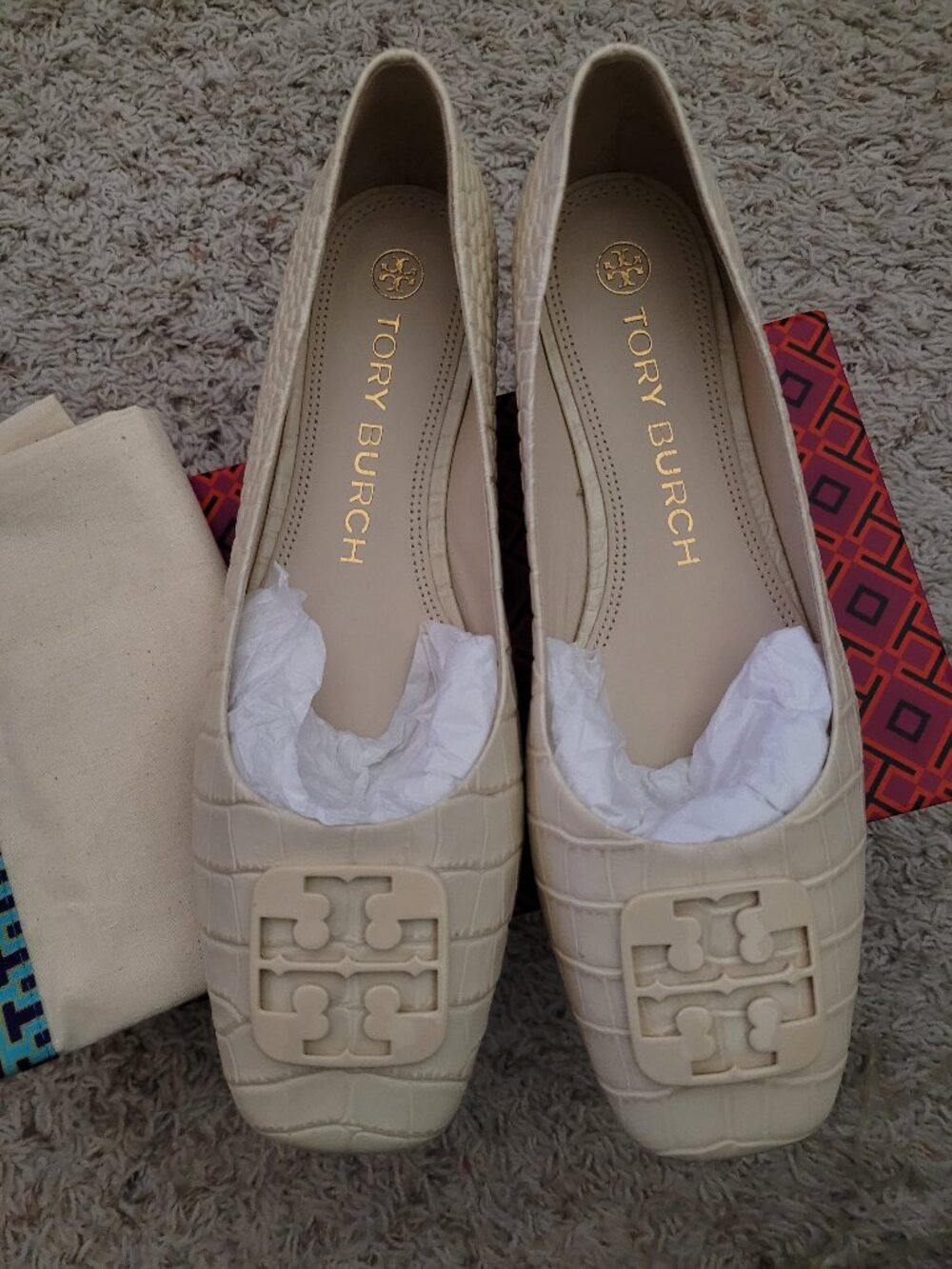 NIB Tory Burch Georgia Ballet Soft Croco Emboss - 8.5